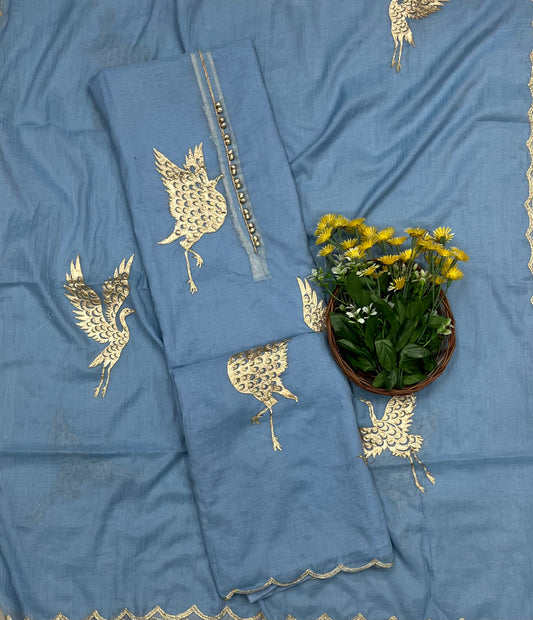 238 Mul Cotton Ice Blue Suit Fabric/ CKC Mul Cotton