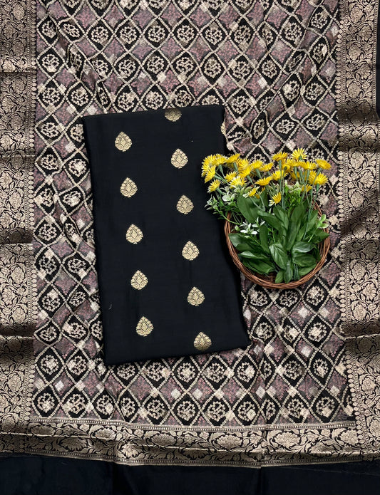 232A Maheshwari Black Suit Fabric / CKC Maheshwari Suits
