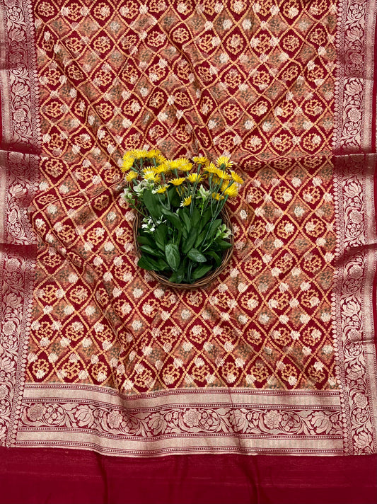 Maheshwari Red Suit Fabric / CKC Maheshwari Suits