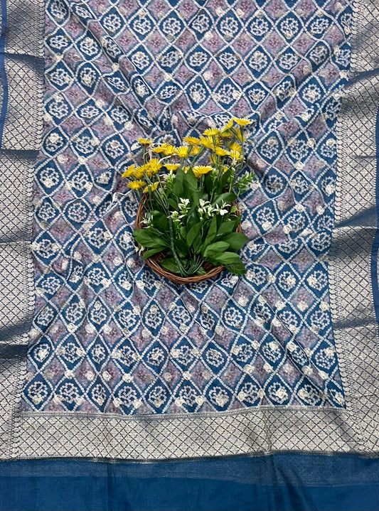 231A Maheshwari Navy Blue Suit Fabric / CKC Maheshwari Suits