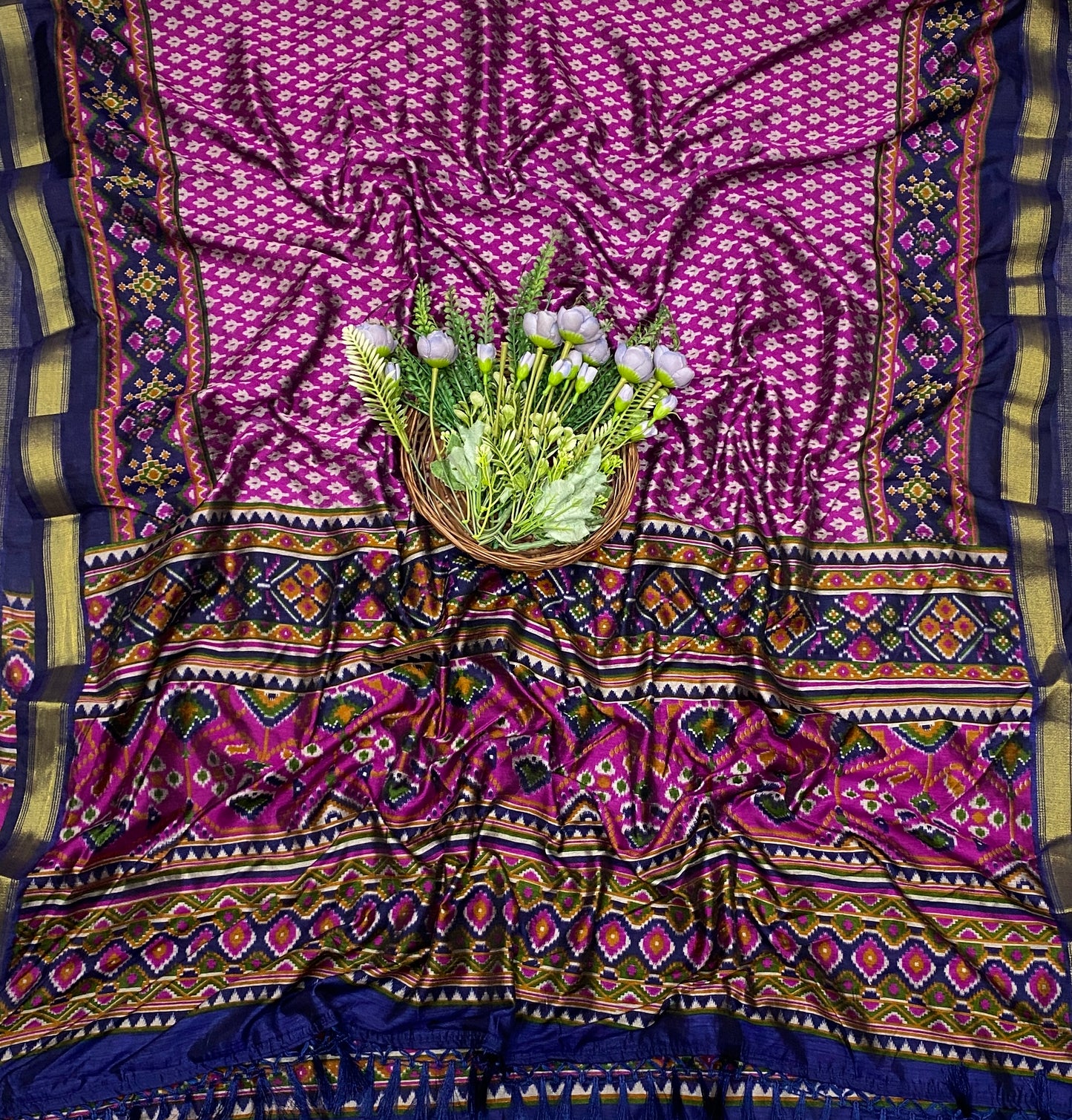 382C Patola Silk Navy Blue Suit Fabric / CKC Patola Silk Suit