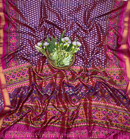 381C Patola Silk Majenta Suit Fabric / CKC Patola Silk Suit