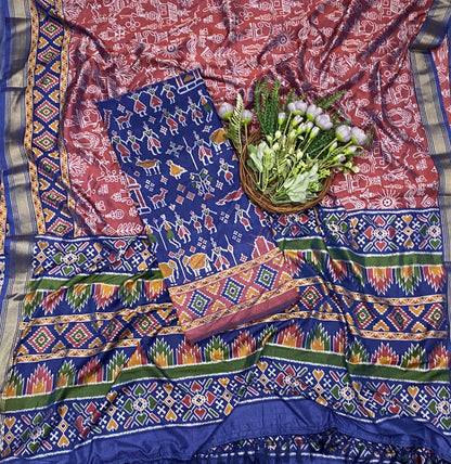 402C Patola Silk Dark Blue Suit Fabric / CKC Patola Silk Suits