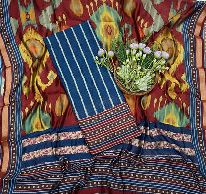 376C Maheshwari Dark Blue Suit Fabric / CKC Maheshwari Suits