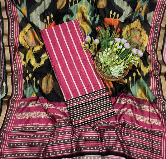 375C Maheshwari Dark Pink Suit Fabric / CKC Maheshwari Suits