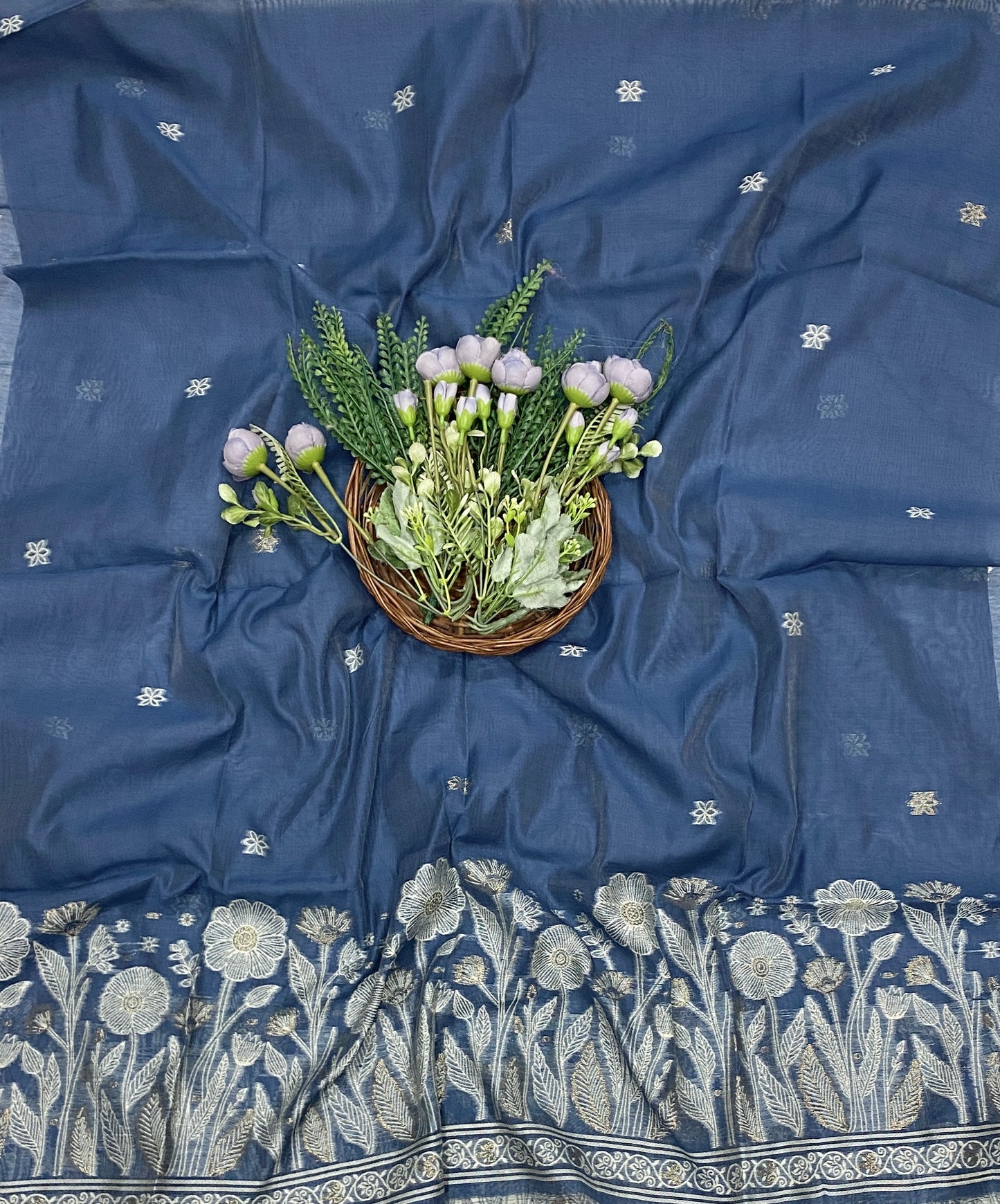 378C Jamdani Denim Blue Suit Fabric / CKC Jamdani Suits