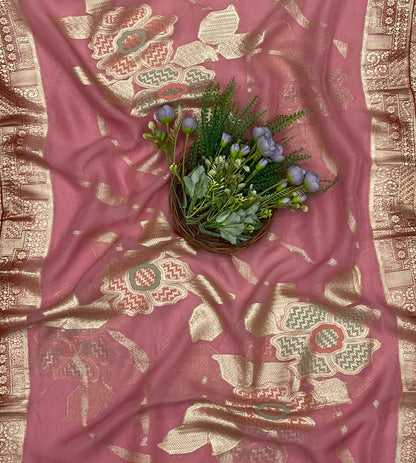 427C Dola Silk Dark Red With Pink Suit Fabric/ CKC Partywear Collection