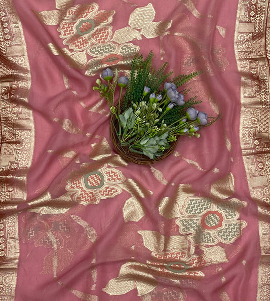427C Dola Silk Dark Red With Pink Suit Fabric/ CKC Partywear Collection