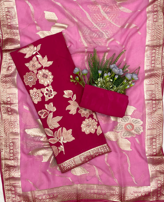 428C Dola Silk Hot Pink With Pink Suit Fabric/ CKC Partywear Collection