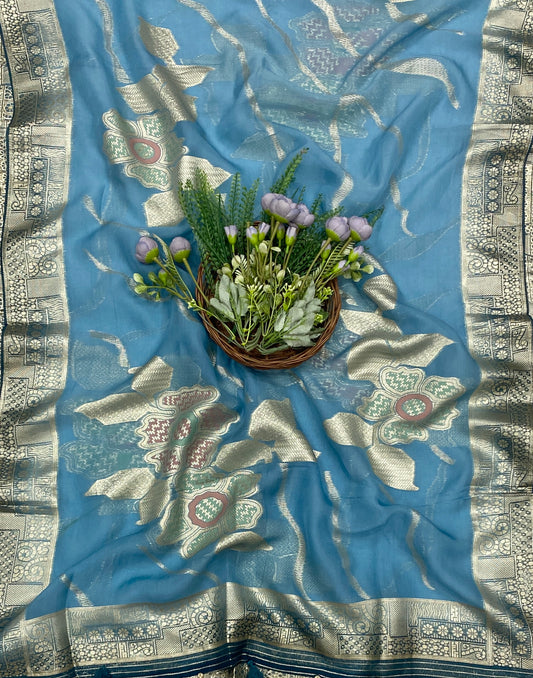 430C Dola Silk Peacock Blue Suit Fabric / CKC Partywear Collection
