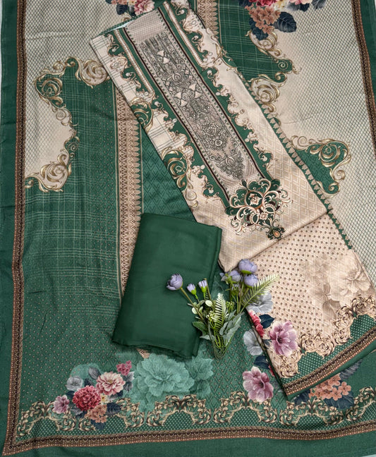 Pashmina Print Skin With Dark Green Suit Fabric / CKC Winter Suits
