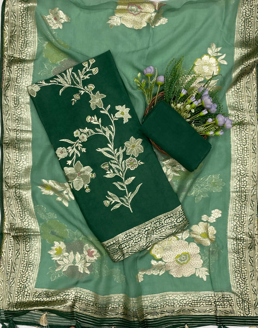 426C Dola Silk Dark Green Suit Fabric/ CKC Partywear Collection