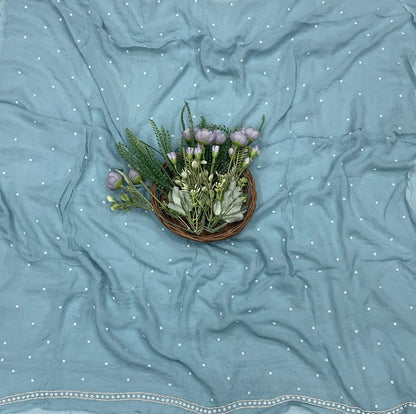 455C Lakhnavi Georgette Ice Blue Suit Fabric/ CKC Lakhnavi Suits