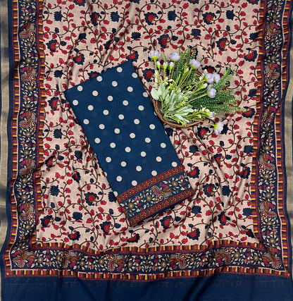 688B Mahashwari Indigo Blue Suit Fabric / CKC Maheshwari Suits