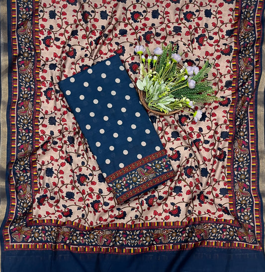 688B Maheshwari Indigo Blue Suit Fabric / CKC Maheshwari Suits