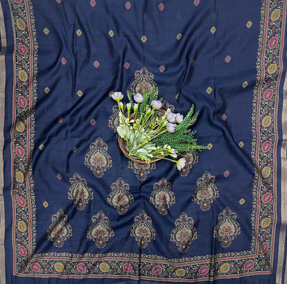 691B Mahashwari Navy Blue Suit Fabric / CKC Maheshwari Suits