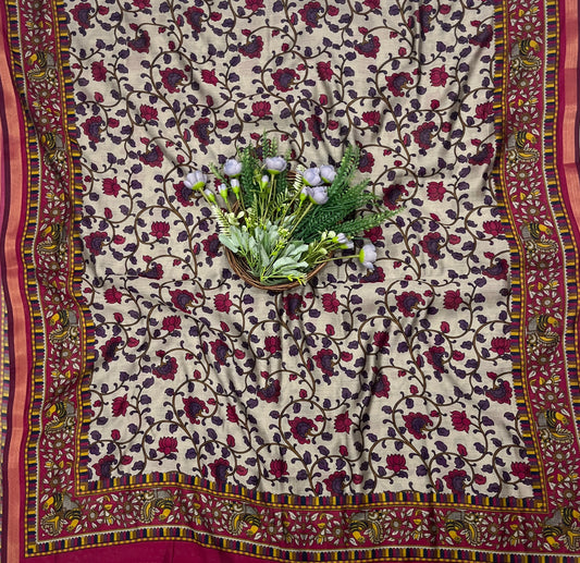 687B Maheshwari Magenta Suit Fabric / CKC Maheshwari Suits