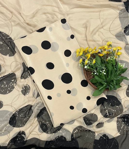 Ckc 305 Georgette Polka Skin With Black Suit Fabric/ CKC Polka Story