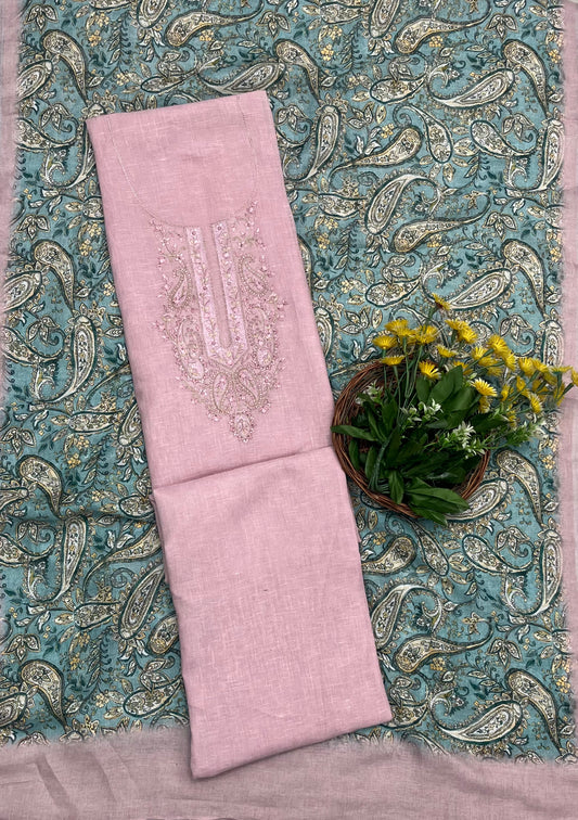 क्रेप गुलाबी सूट संग्रह / हाथ से पेंट किए गए सूट