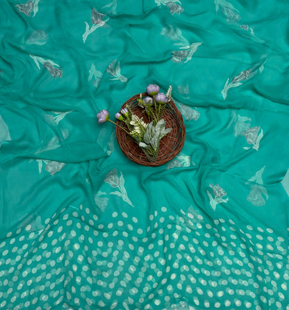 253A Georgette Polka Dot Sea Green Suit Fabric / Polka Story