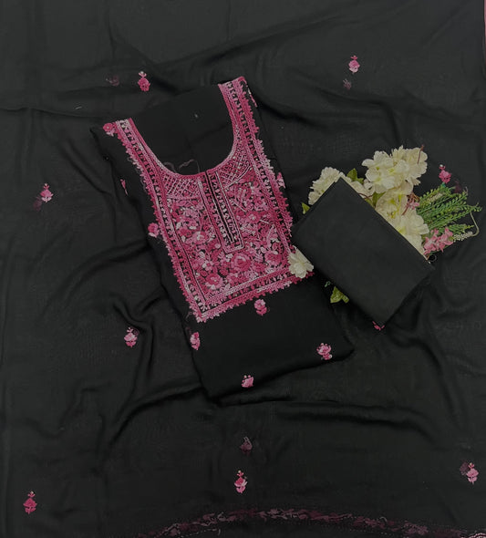 CKC 595  Georgette Black With Pink Suit Fabric / CKC Georgette Suits