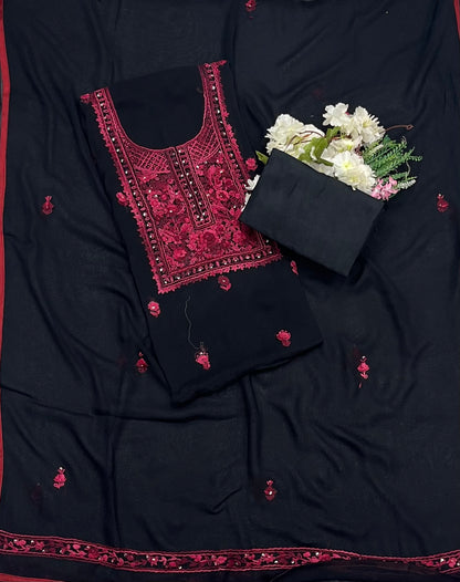 CKC 594 Georgette Black With Red Suit Fabric / CKC Georgette Suits
