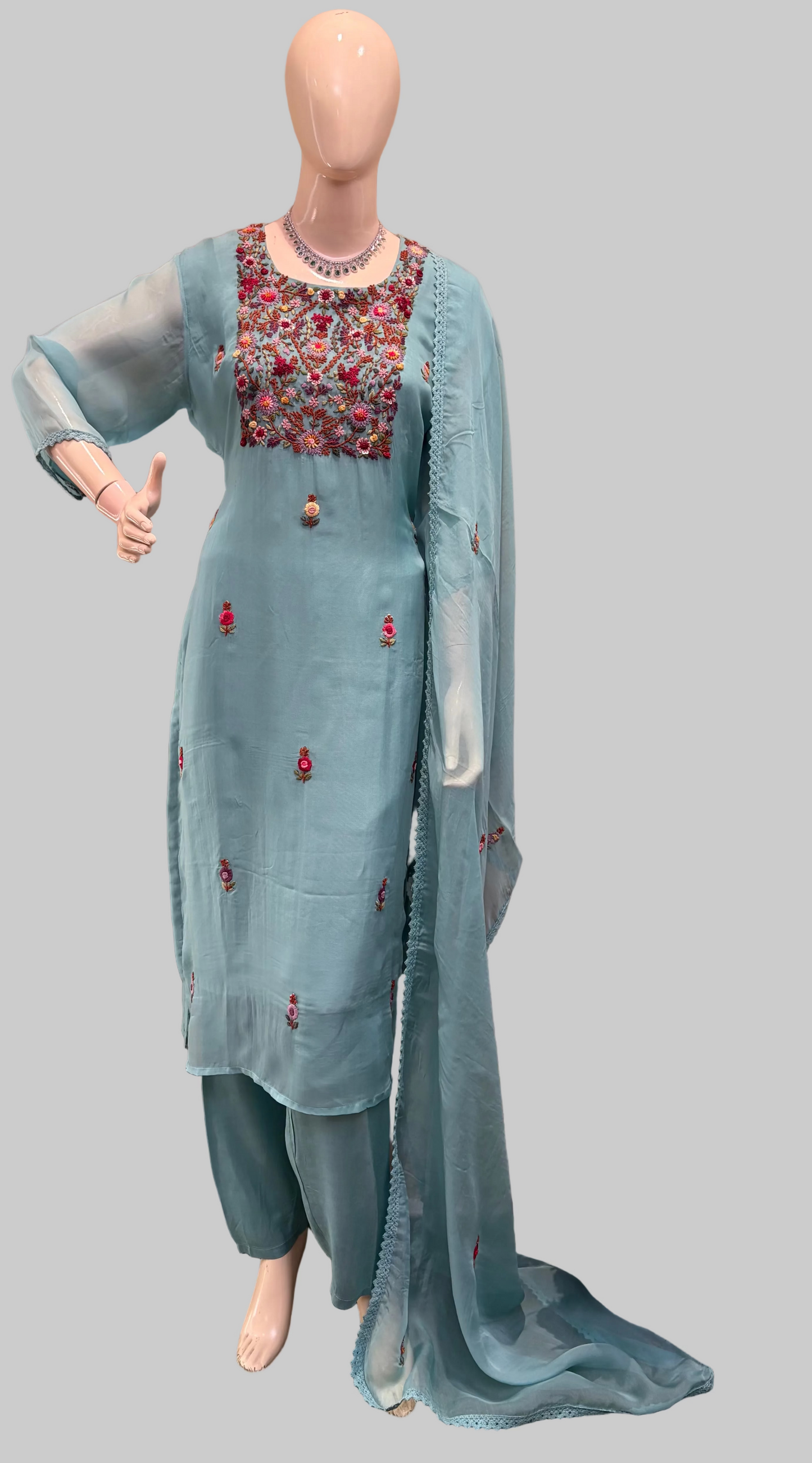 Georgette Blue Stitched Suit / CKC Stitched Suits