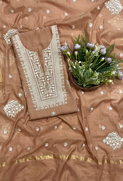 51B Mul Cotton Dusty Brown Color Suit Fabric / CKC Mul Cotton