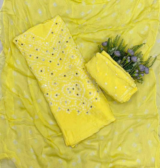 Jaipuri Crepe Light Lemon Suit Fabric - Studio CKC
