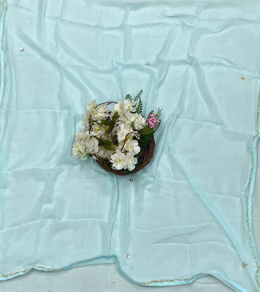 Ckc 466 Georgette  Sky Blue Suit Fabric/ CKC Partywear Collection