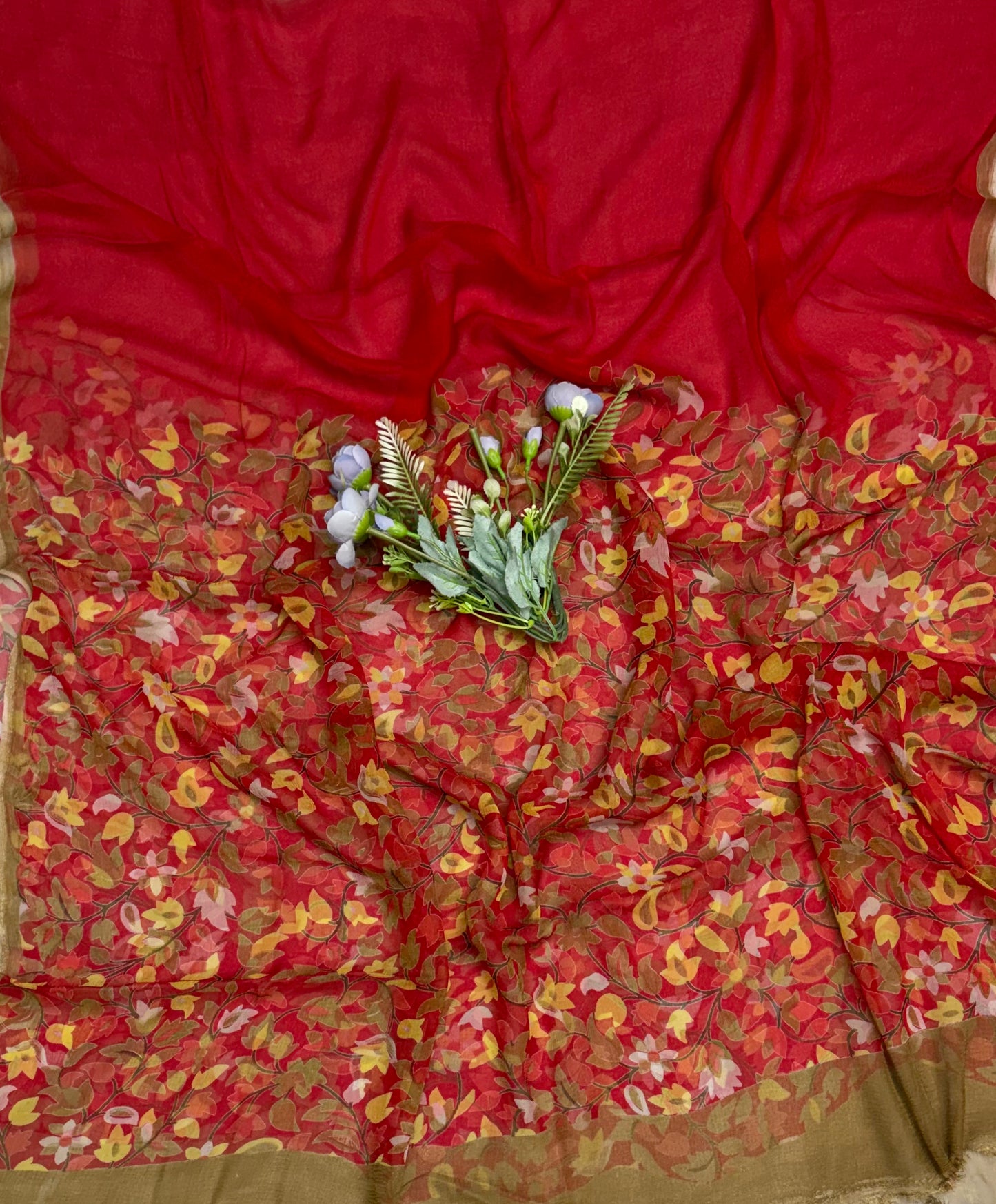 72A Crepe Red Suit Fabric / CKC Phoolon Ka Ghar