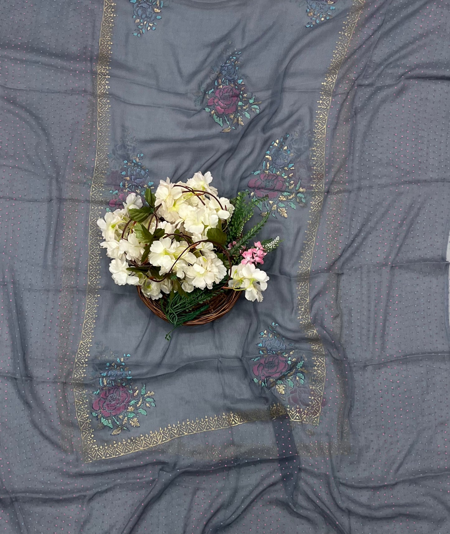 Ckc 463 Cotton Grey Suit Fabric / CKC Block Printing Suits