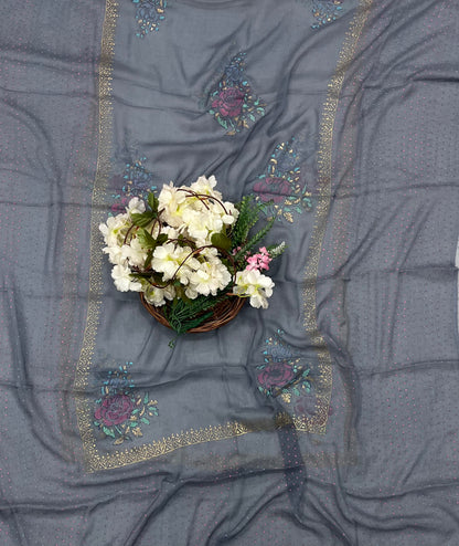 Ckc 463 Cotton Grey Suit Fabric / CKC Block Printing Suits
