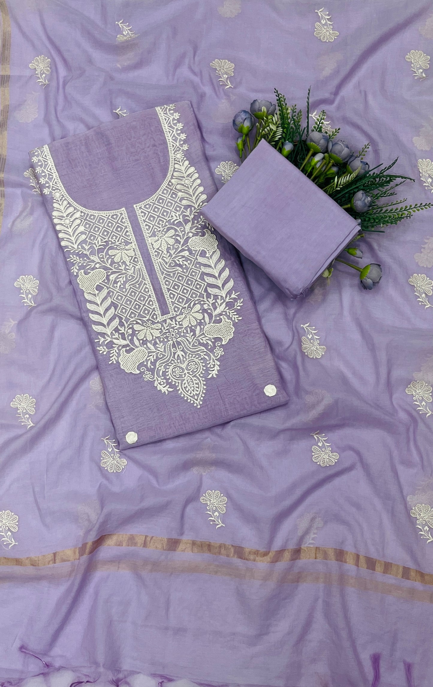 742B Mul Cotton Lilac Color Suit Fabric / CKC Mul Cotton