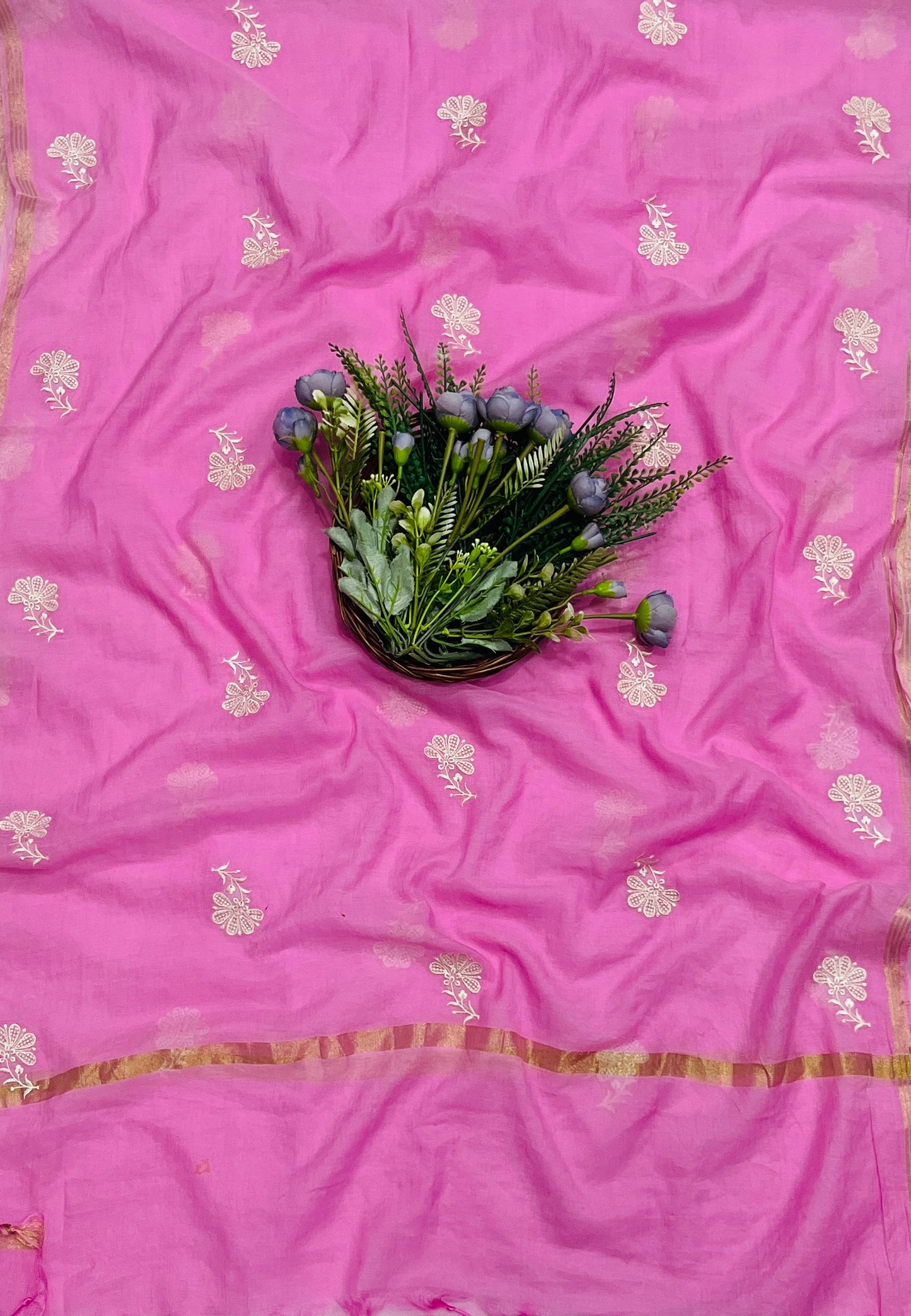744B Mul Cotton Pink Color Suit Fabric / CKC Mul Cotton