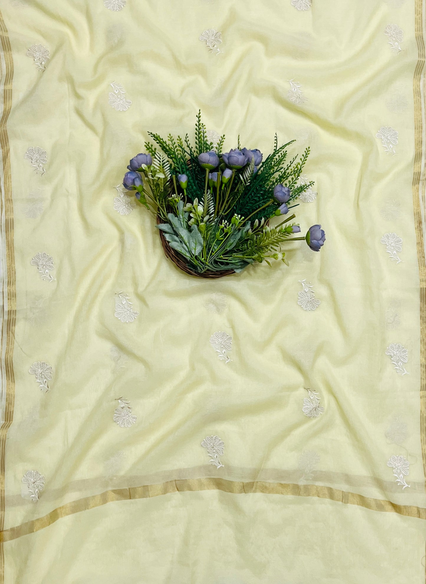 743B Mul Cotton Lemon Color Suit Fabric / CKC Mul Cotton