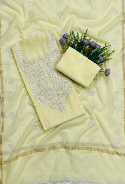 743B Mul Cotton Lemon Color Suit Fabric / CKC Mul Cotton