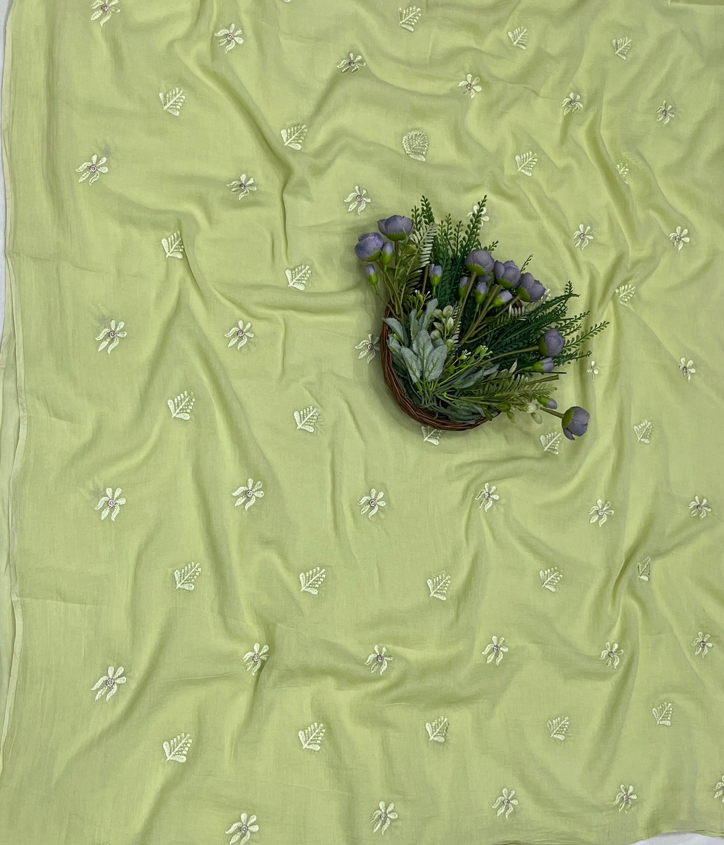 474B Mul Cotton Pista Green Color Suit Fabric / CKC Mul Cotton