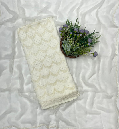 751B Georgette Off White Color Suit Fabric/ CKC Partywear Collection