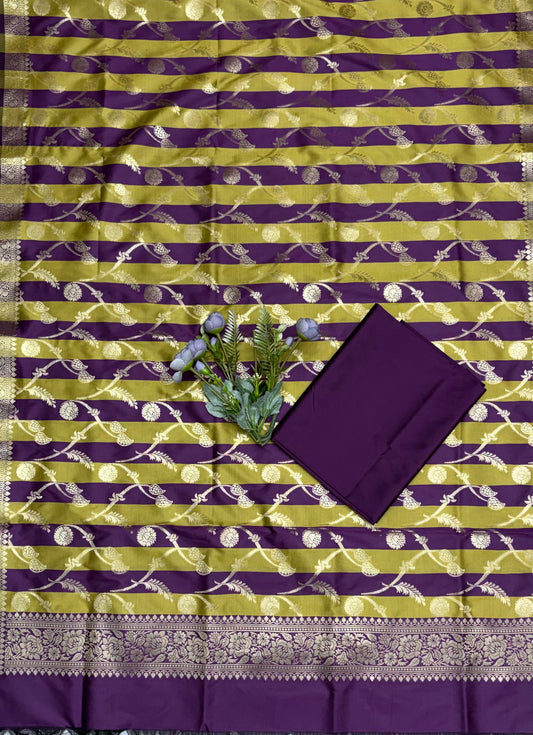 Banarasi Silk Neon With Purple Suit Fabric / CKC Banarasi Edit
