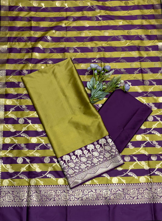 Banarasi Silk Neon With Purple Suit Fabric / CKC Banarasi Edit