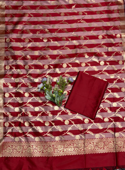 CKC 873 Banarasi Silk Dusty Pink With Rust Red Suit Fabric / CKC Banarasi Edit