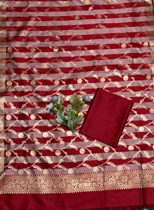 Banarasi Silk Dusty Pink With Rust Red Suit Fabric / CKC Banarasi Edit
