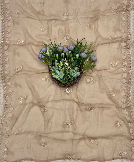 755B Lakhnavi Georgette Beige-Brown Suit Fabric/ CKC Lakhnavi Suits