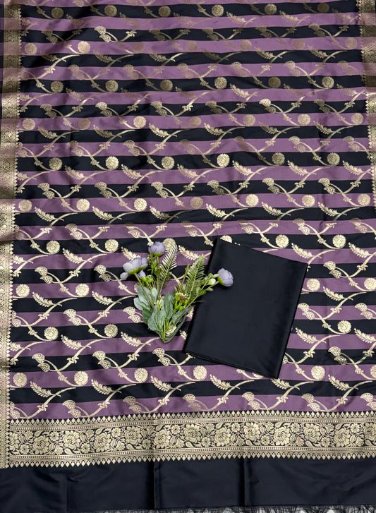 Banarasi Silk Purple With Black Suit Fabric / CKC Banarasi Edit