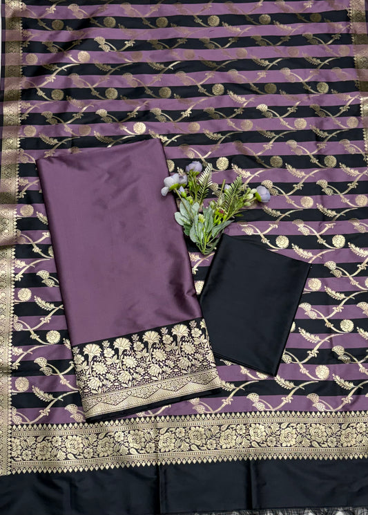 Banarasi Silk Purple With Black Suit Fabric / CKC Banarasi Edit
