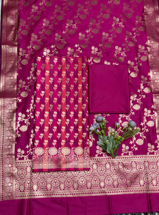 Banarasi Silk Majenta Suit Fabric / CKC Banarasi Edit