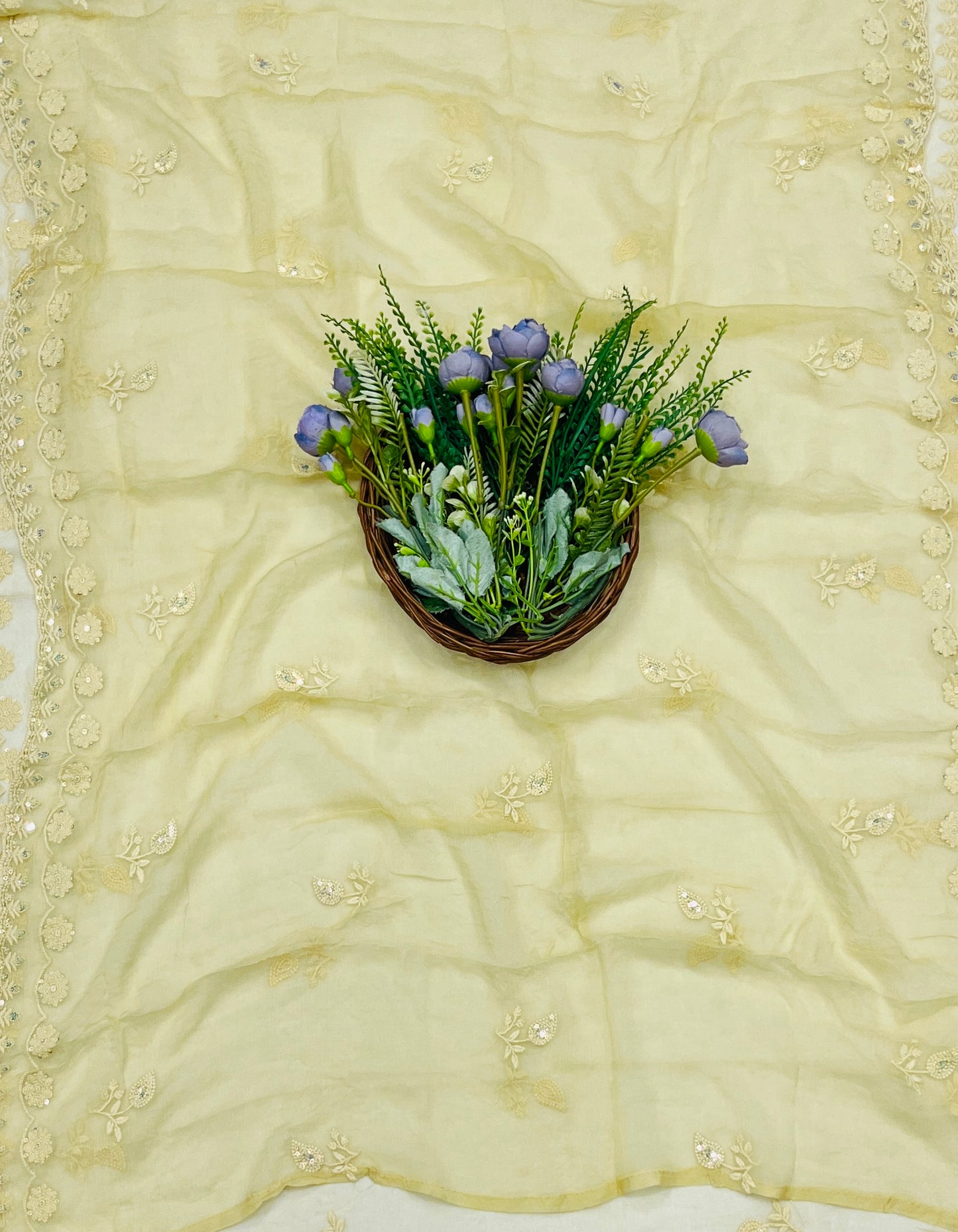 754B Lakhnavi Georgette Dusty Lemon Suit Fabric/ CKC Lakhnavi Suits
