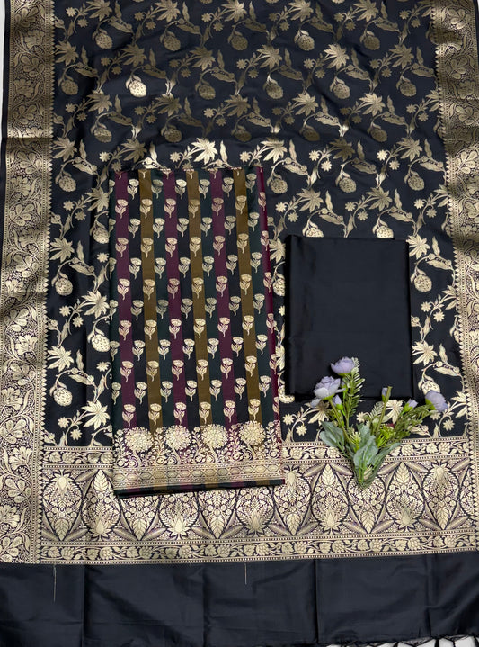 Banarasi Silk Black Suit Fabric / CKC Banarasi Edit
