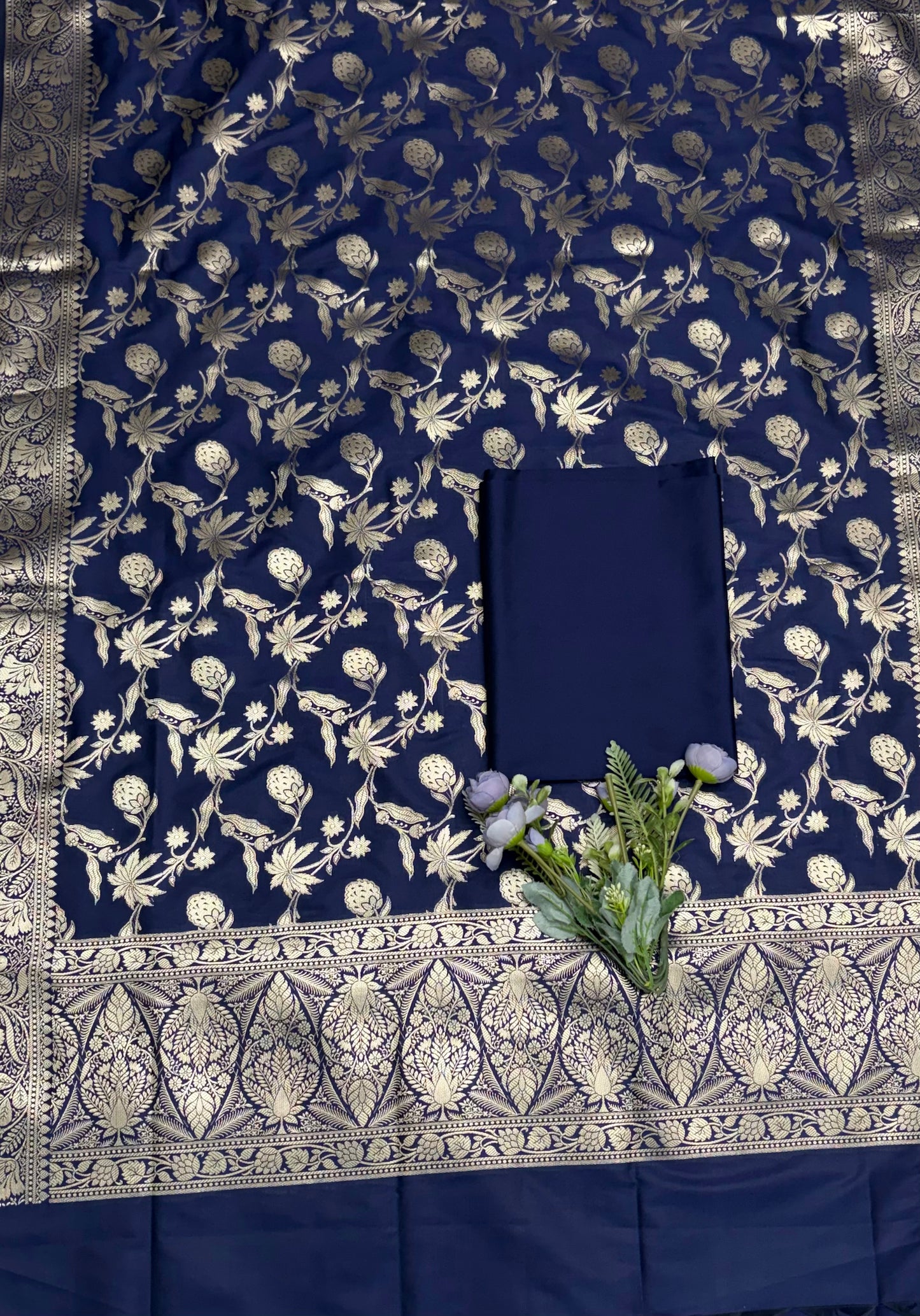 CKC 860 Banarasi Silk Navy Blue Suit Fabric / CKC Banarasi Edit